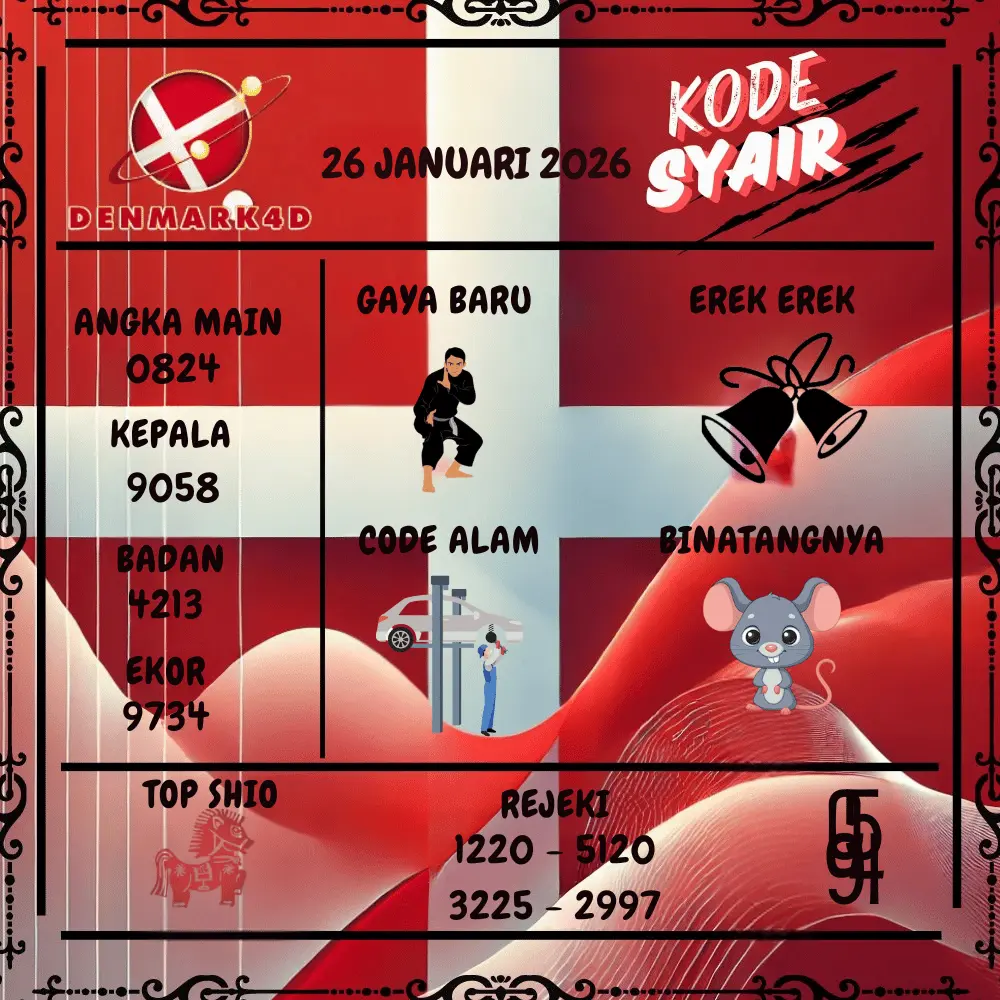 Kode Syair Denmark4D Pools - Januari 2026
